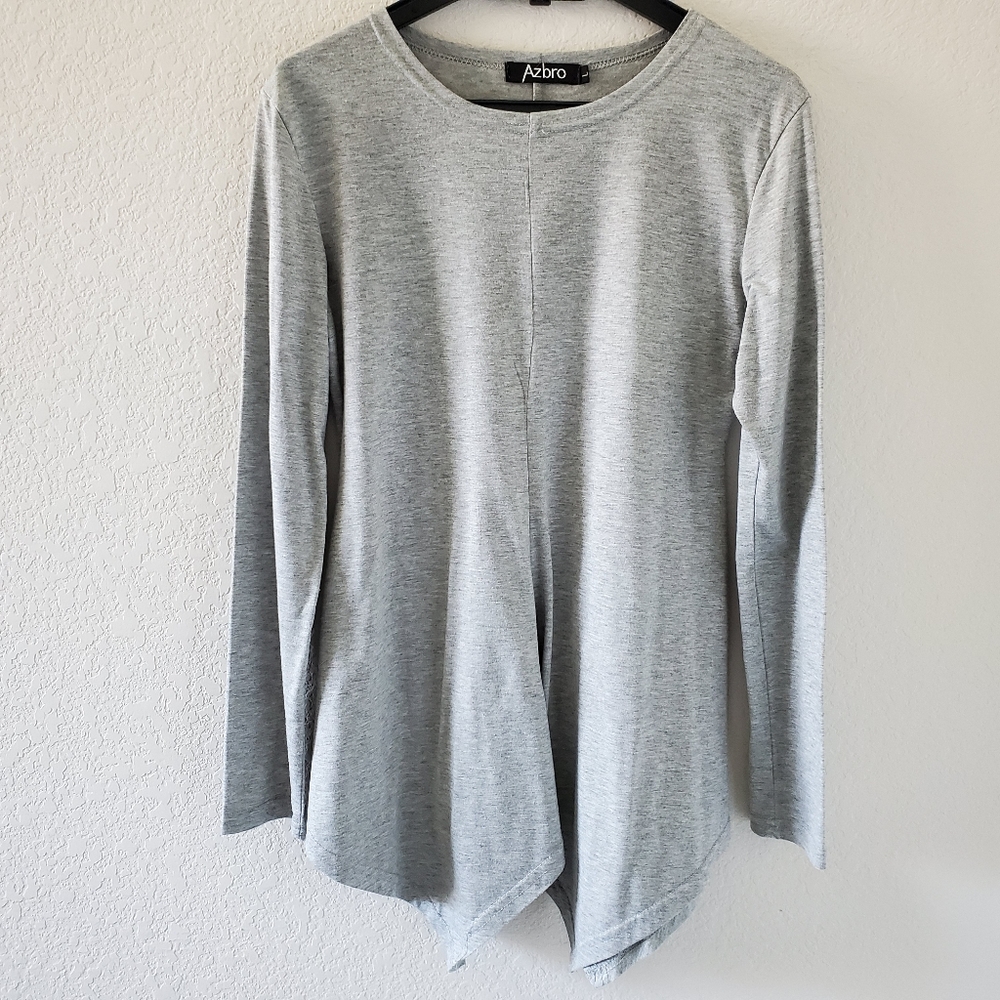 Azbro grey asymmetrical peplum style longsleeve